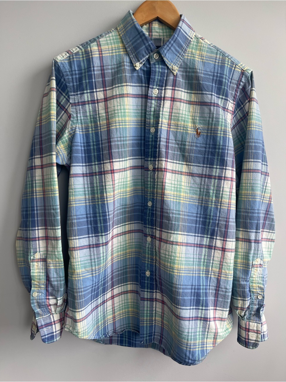 Ralph Lauren Pastel Blue Multicolor Plaid Button-Down Shirt